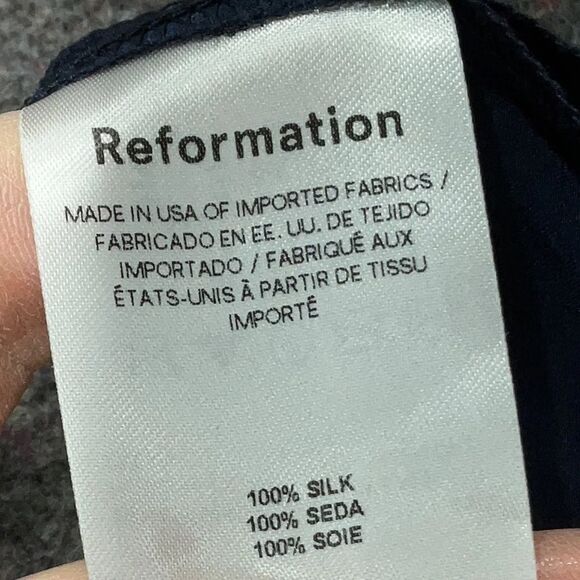 NWT Reformation Yoshe Silk Navy Blue Slip Dress Size Small - Picture 7 of 10